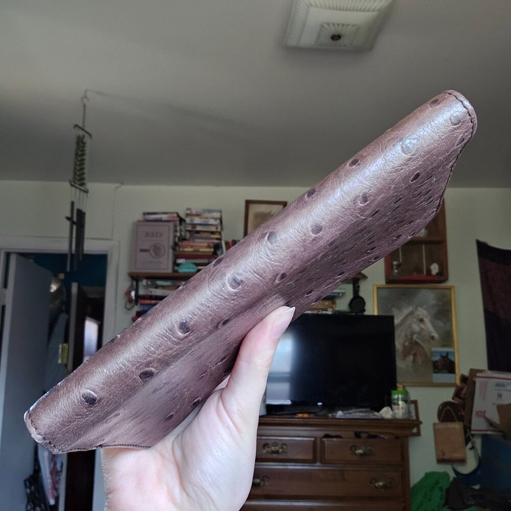 RARE FURLA Ostrich and Suede Bag and Wallet - Picture 5 of 17